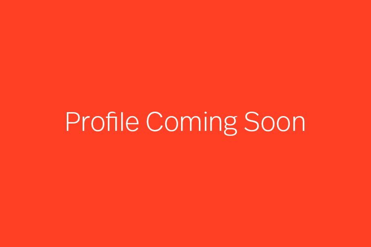 Simple red background with white text 'Profile coming soon.'