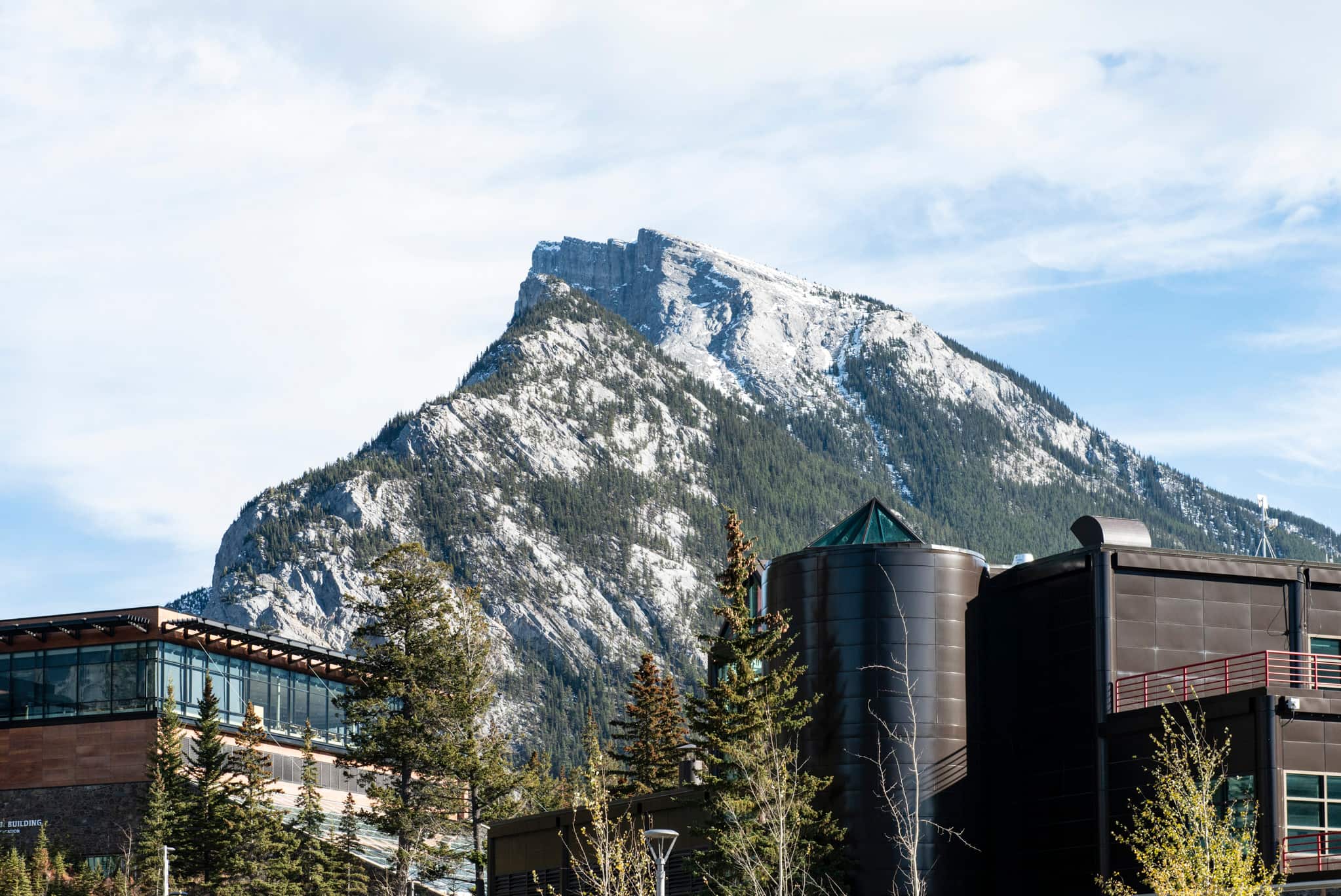 Campus with Mount Rundle in the background