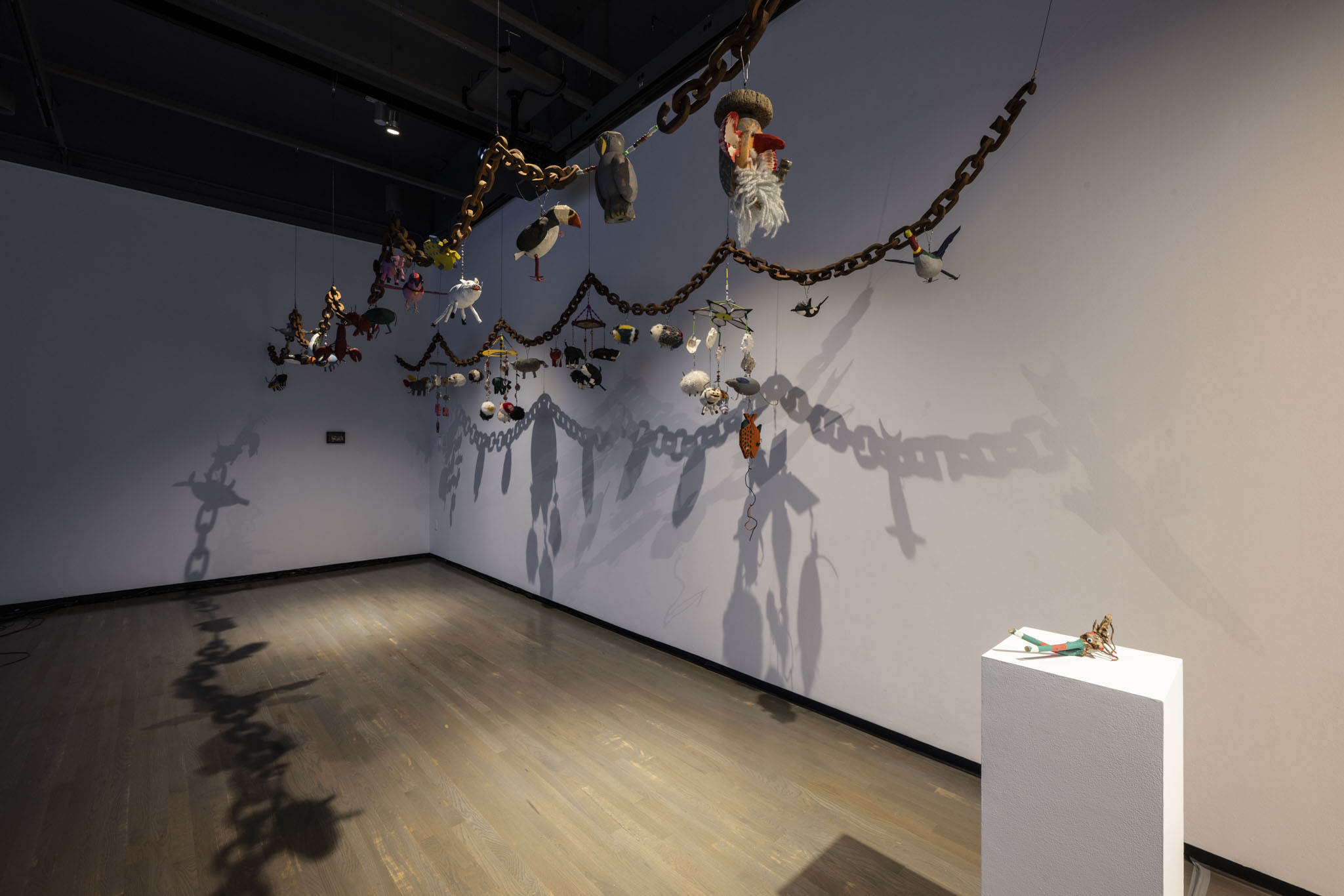 Installation view of Elliptical Lineages, Walter Phillips Gallery, Banff Centre for Arts and Creativity, 2025. Frank McKeough, Selection of untitled works, c. 1977-1997, courtesy of the Estate of Frank McKeough. Photo: Rita Taylor.