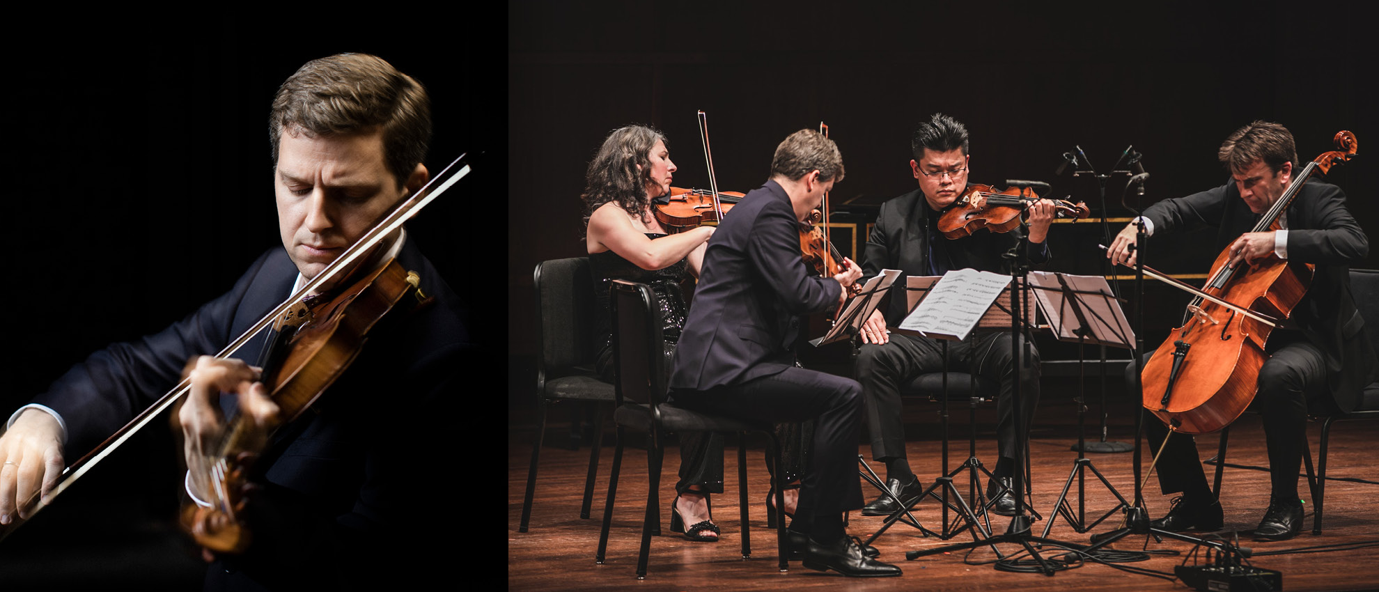A group of musicians are performing on a stage