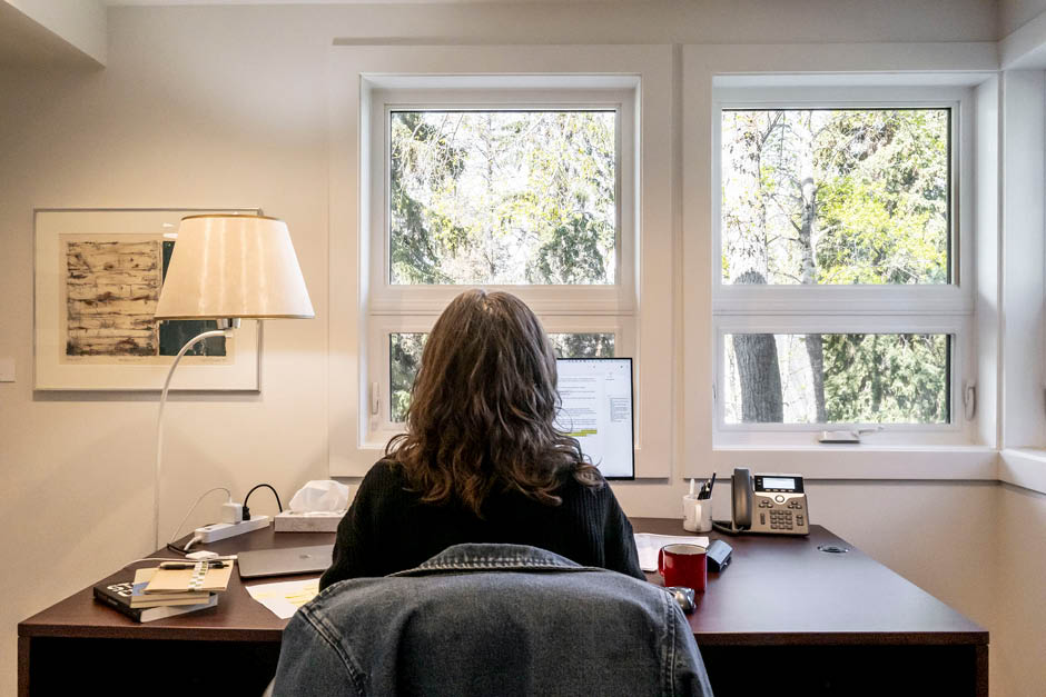 A writer working in a studio