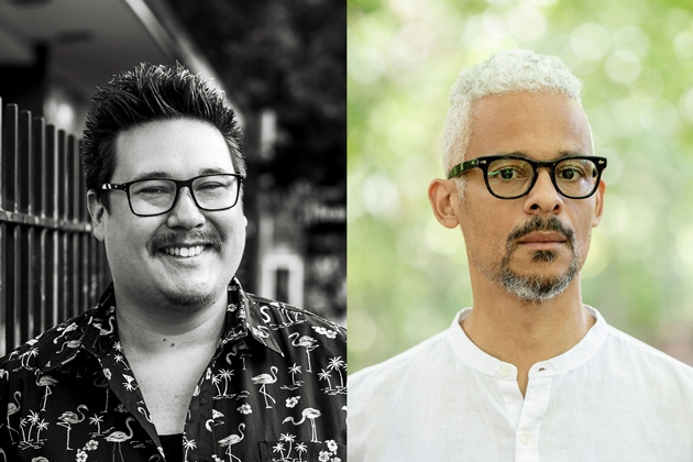 Writers Jordan Able and Kaie Kellough side by side