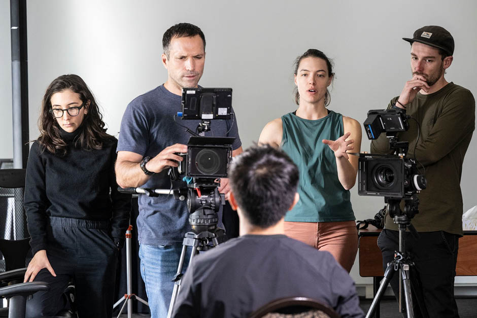 Participants in an adventure filmmaking workshop