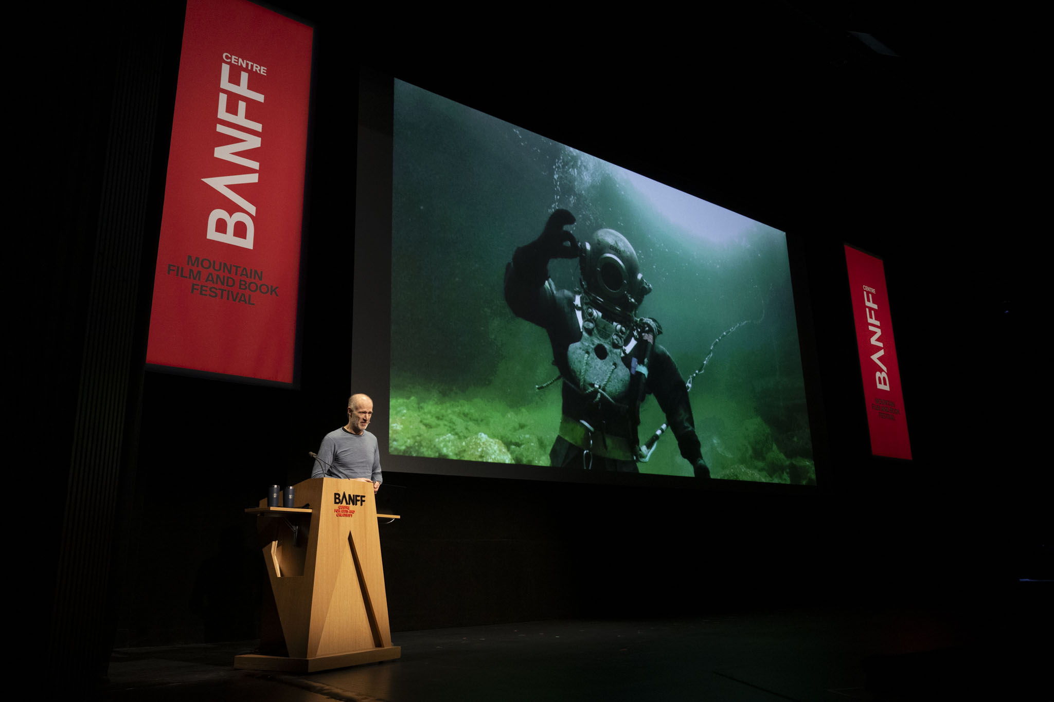 Børge Ousland presenting his IceLegacy project at the Banff Centre Mountain Film and Book Festival.