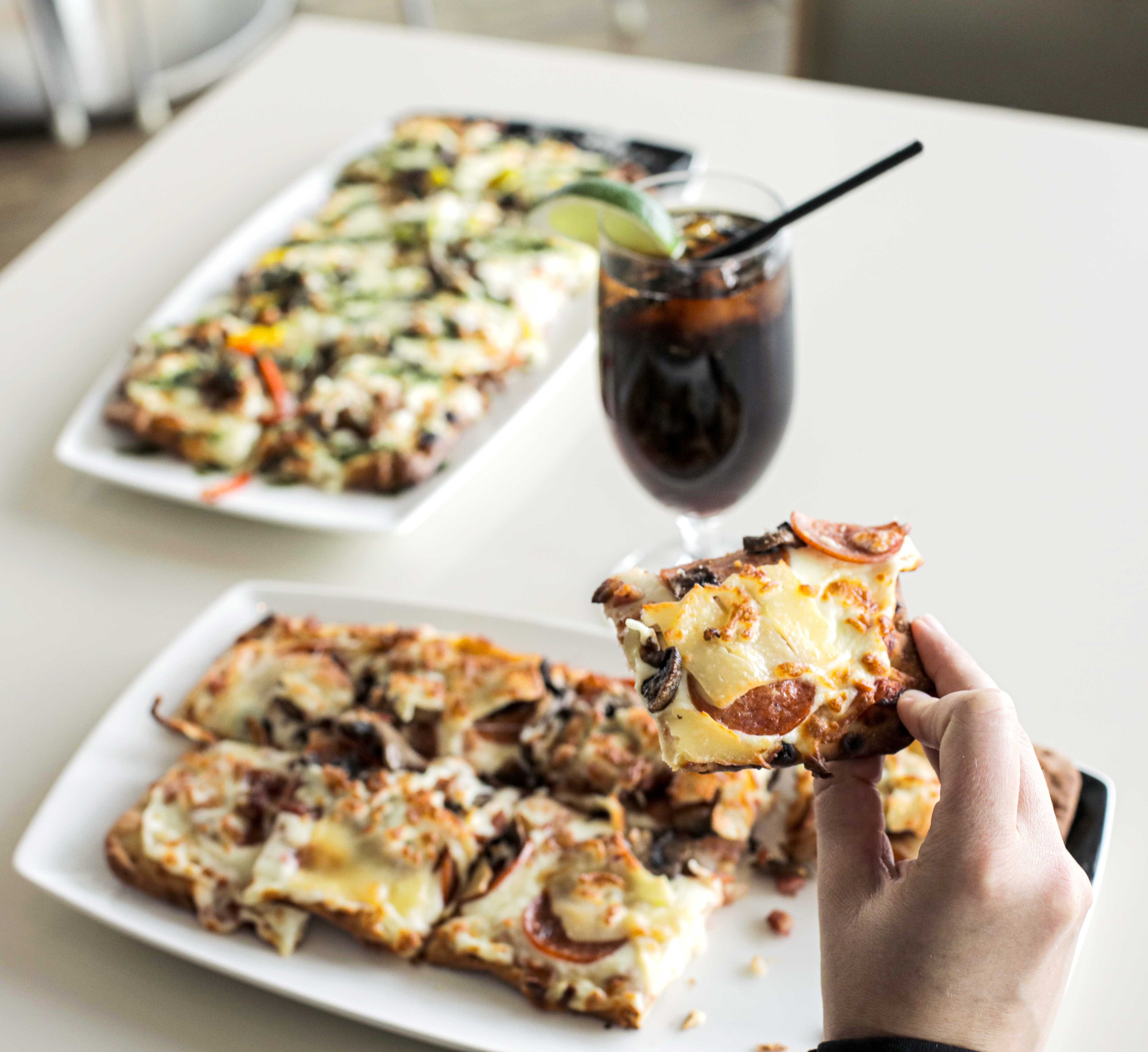 Pizza and soft drink
