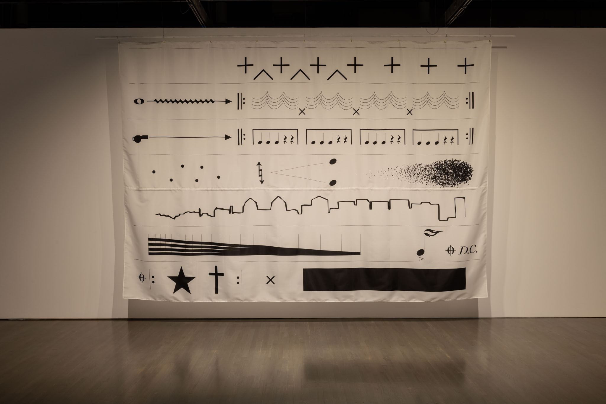 Raven Chacon, American Ledger (No. 1), 2019.  Soundings: An Exhibition in Five Parts, installation view at Walter Phillips Gallery, Banff Centre for Creativity, 2021. 