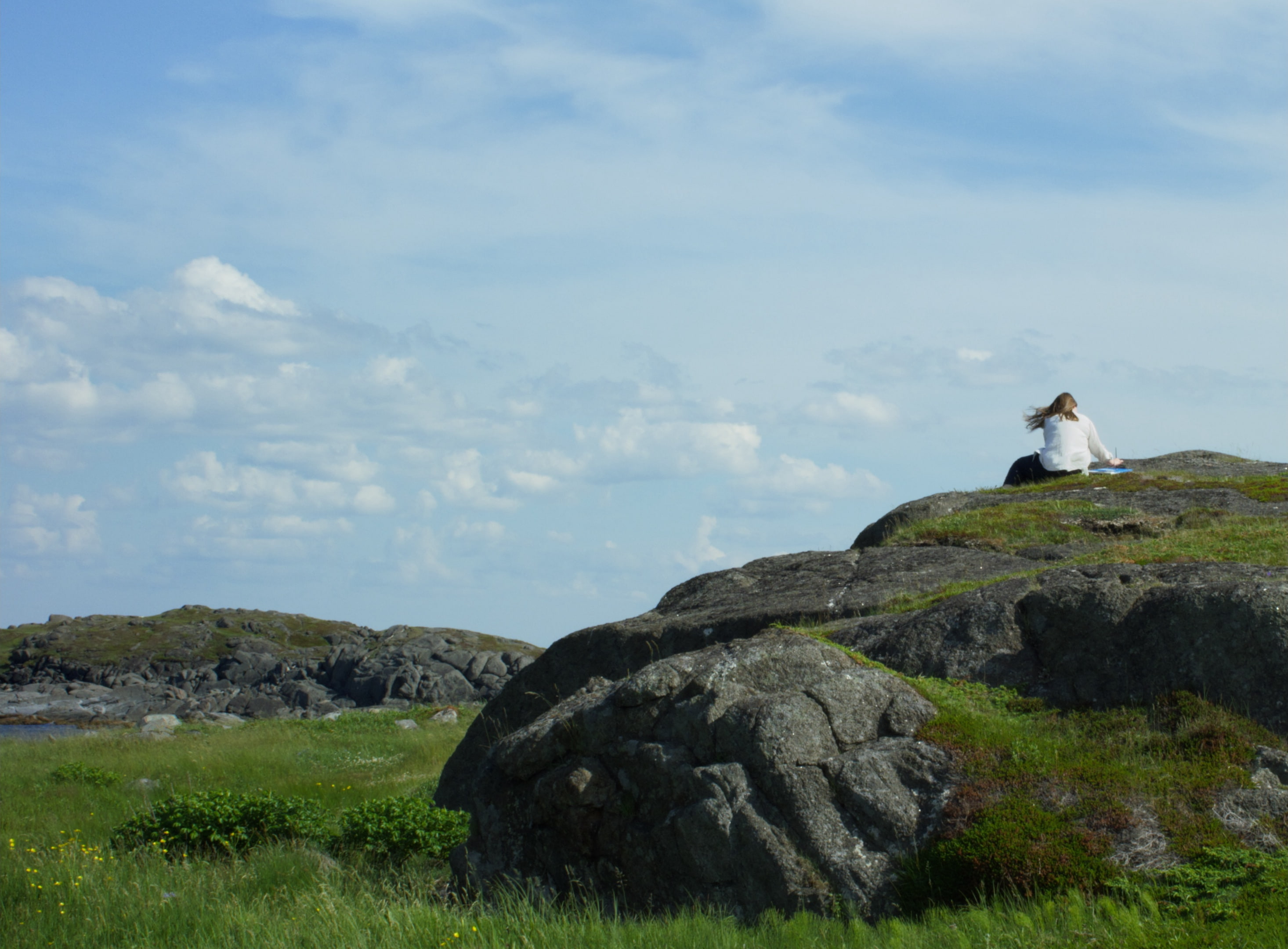 Landscape with large rock on Fogo Island