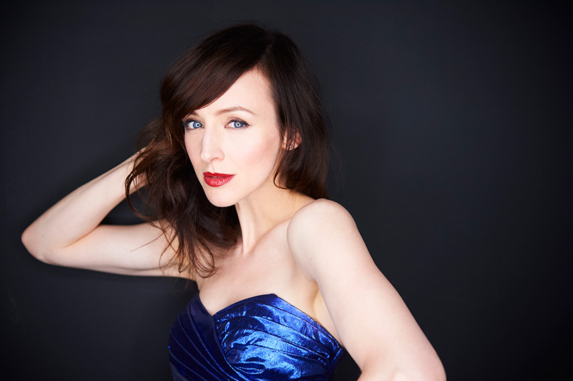 Sarah Slean in a blue gown
