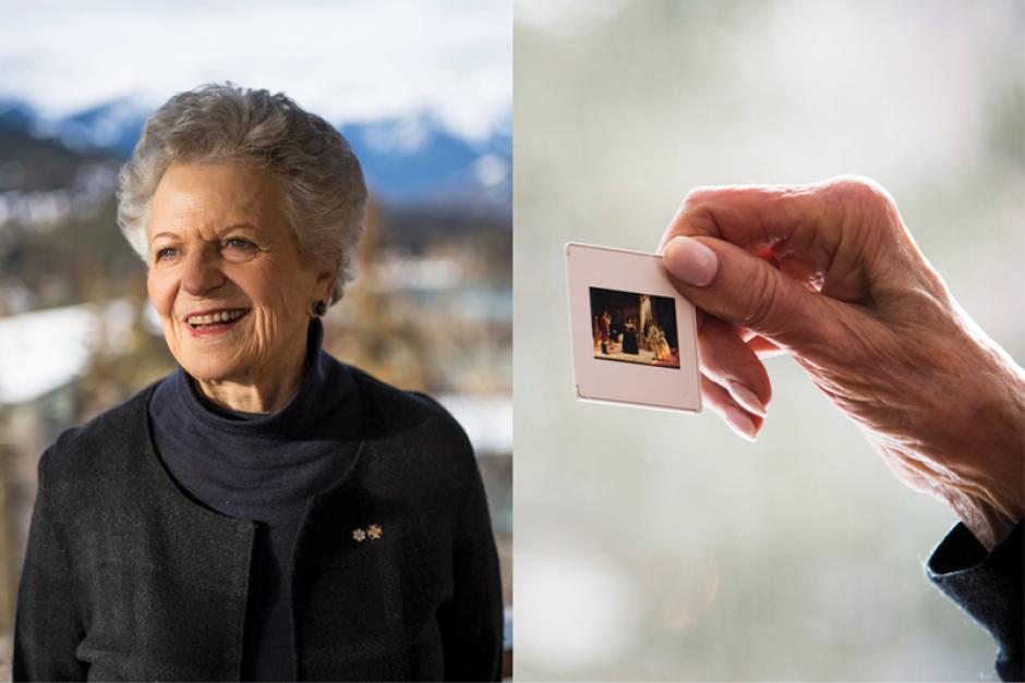 Banff Centre donor looking at an old photo. 