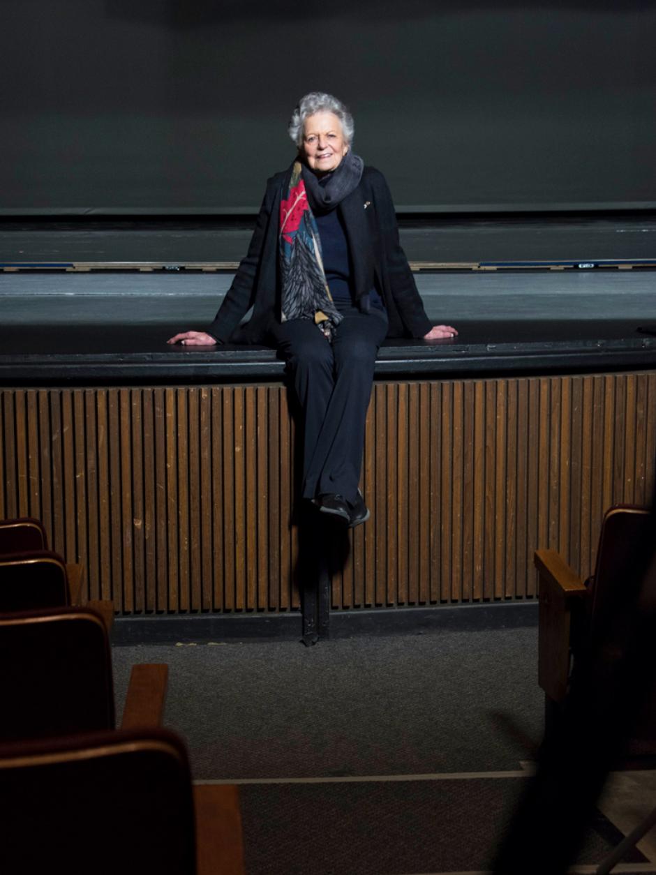 Banff Centre donor sits in an empty Eric Harvie Theatre. 