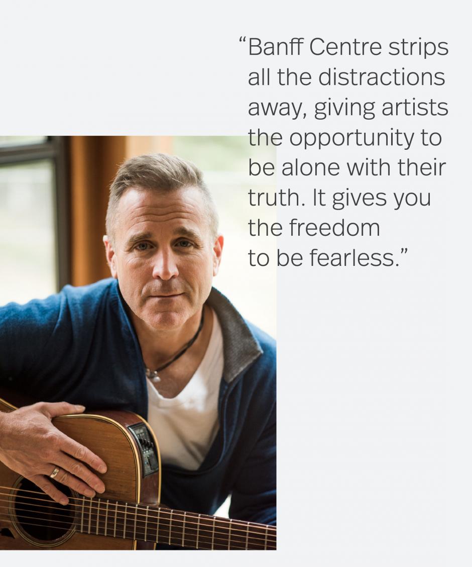 Sean McCann Quote | Banff Centre Sean McCann posing with his guitar.
