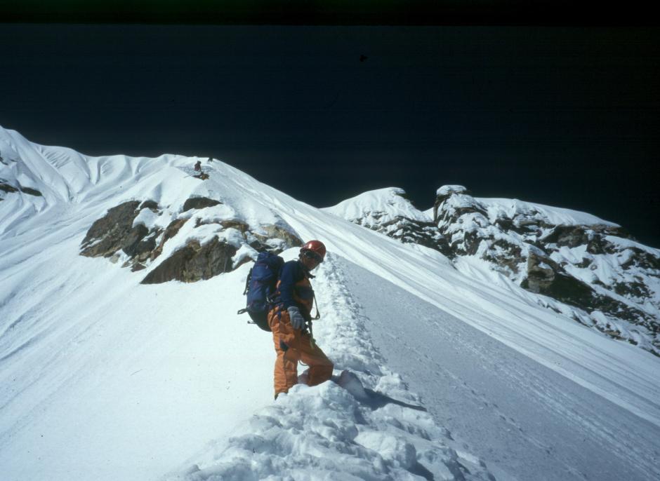 Summit of Excellence recipient Helen Sovdat on Ama Dablam's top slope 1996