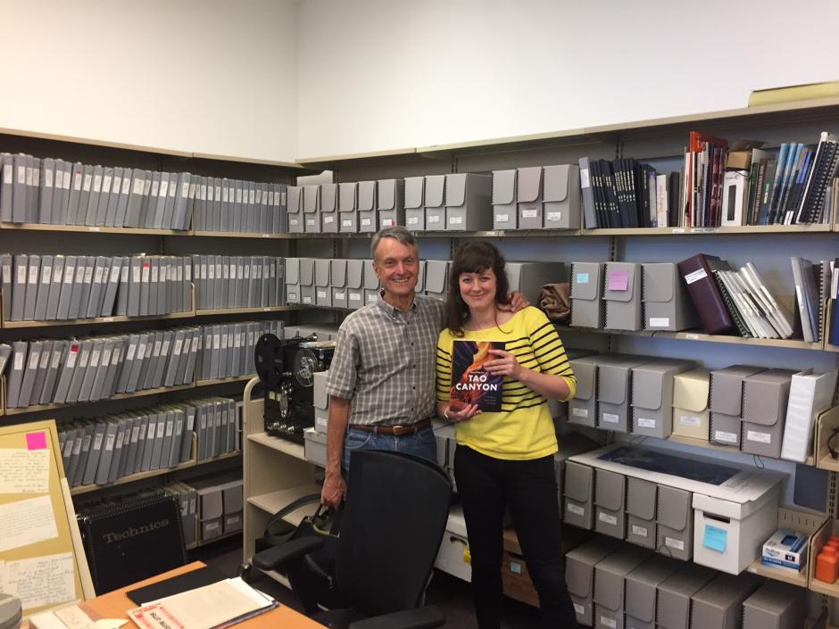 Image of expedition member Pat Morrow and Archives Practicum Abigail Sebaly