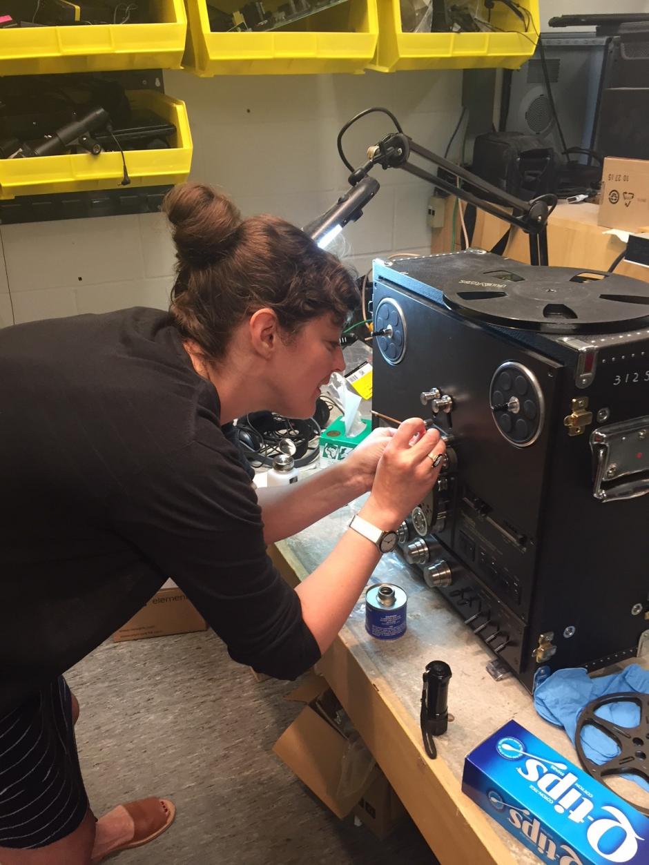 Archives Practicum prepares reel to reel machine for digitization