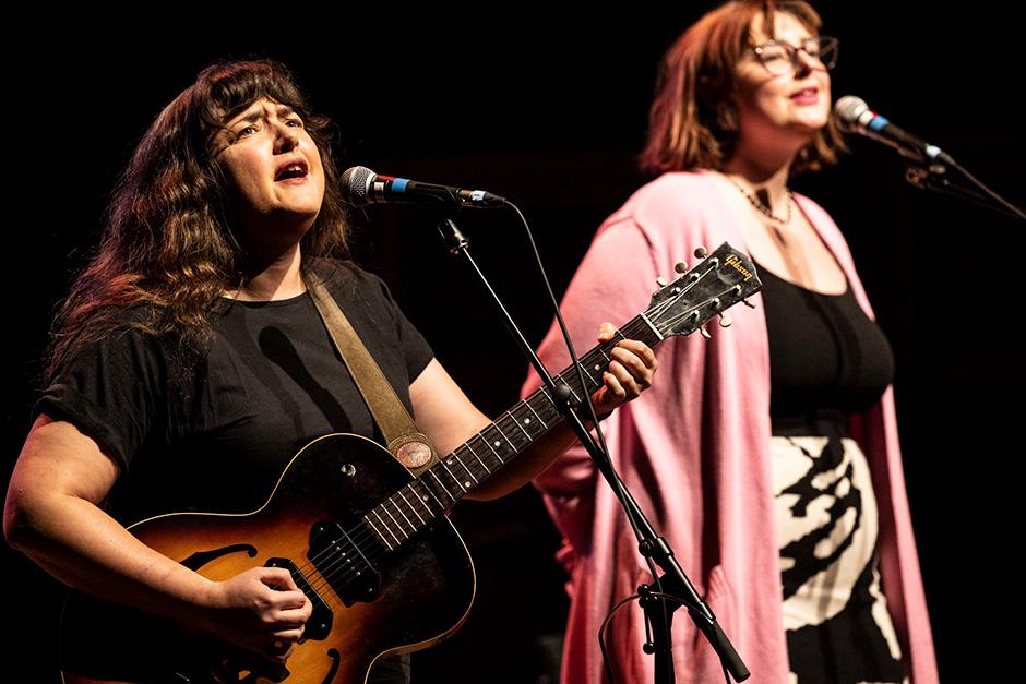 Abigail Lapell (guitar/vocals) and Émilie Lebel (vocals) performing at a 2023 Banff Musicians In Residence concert 