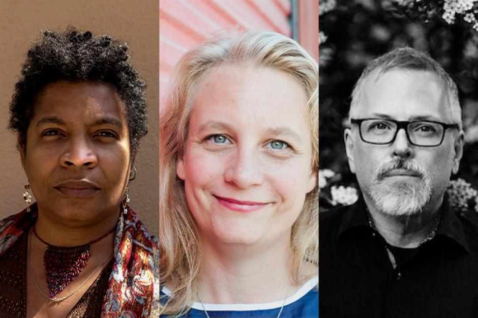 Nalo Hopkinson, Emily-Pohl-Weary and Jeff Vandermeer Photo of program faculty, Nalo Hopkinson, Emily-Pohl-Weary and Jeff Vandermeer