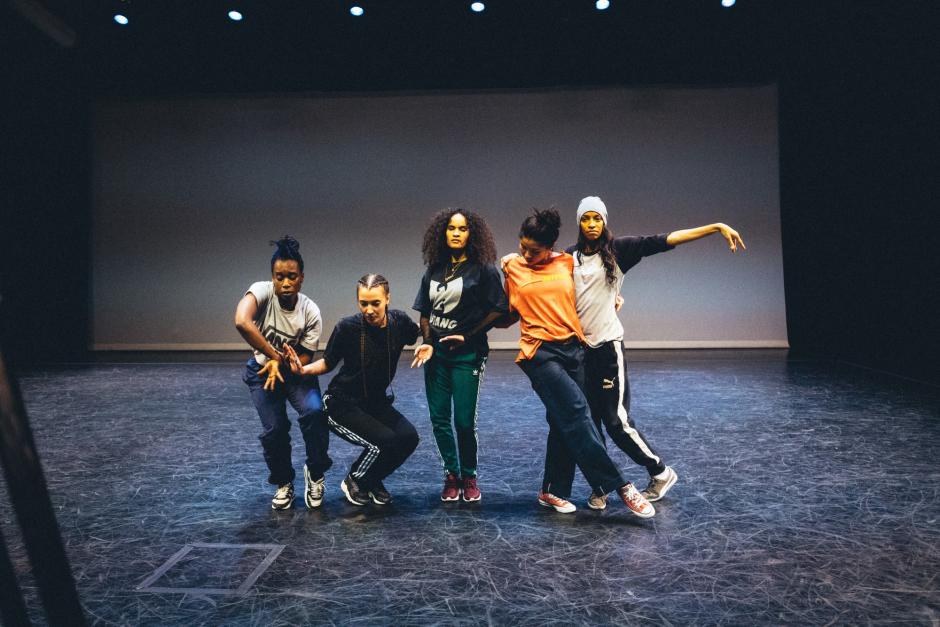 In My Body Rehearsal Street Dancers pose on stage
