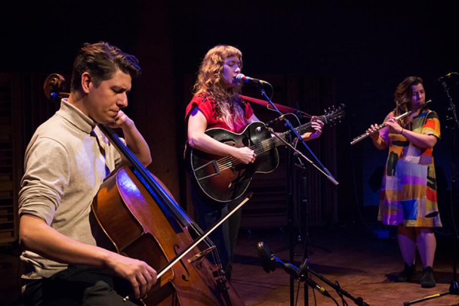 Justin Wright, Dana Sipos and Lina Andonovska at Banff Centre, 2019