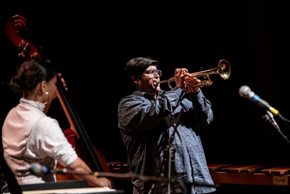 Autoschediasms, 2019. Walter A. Cano, trumpet and Liany Mateo, bass. Photo by Jessica Wittman. 