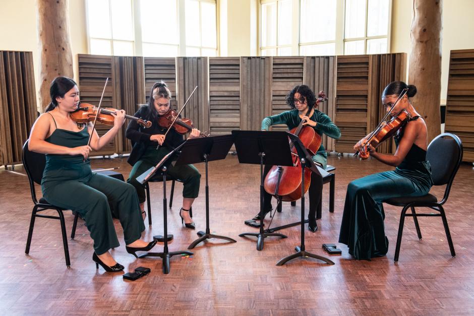 Calista Quartet rehearsing