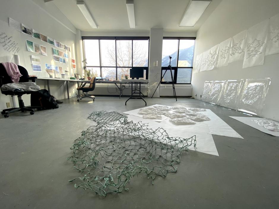 Studio Wide View of Eloise Plamondon-Page's Banff Centre Studio, 2020.