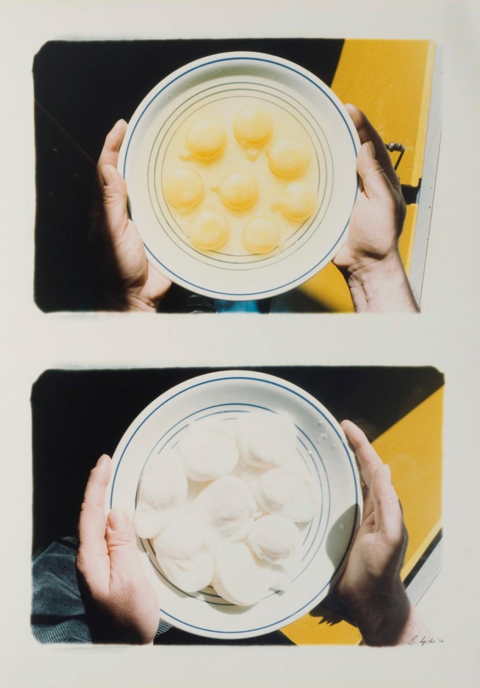 Barbara Spohr, "Diptych, Bowl of Eggs Raw then Cooked"