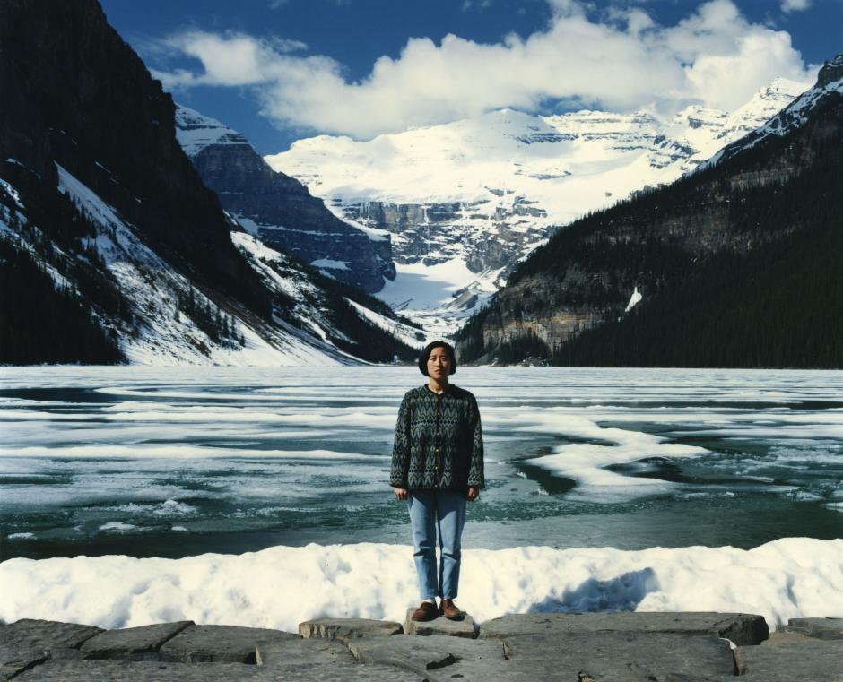 Jin Me Yoon, "Souvenirs of the Self (Lake Louise 91/96)" (1996). 72 x 92.5 cm, transmounted C-Print. Collection of Walter Phillips Gallery, The Banff Centre