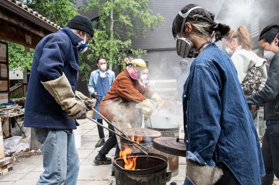 Material Transformations, Ceramics, Raku firing. 