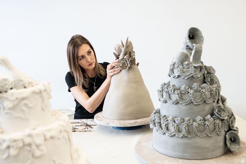 Julianna Zwierciadlowska-Rhymer, Banff Centre 2023, photo by Rita Taylor. Julianna Zwierciadlowska-Rhymer, Banff Centre 2023, photo by Rita Taylor.