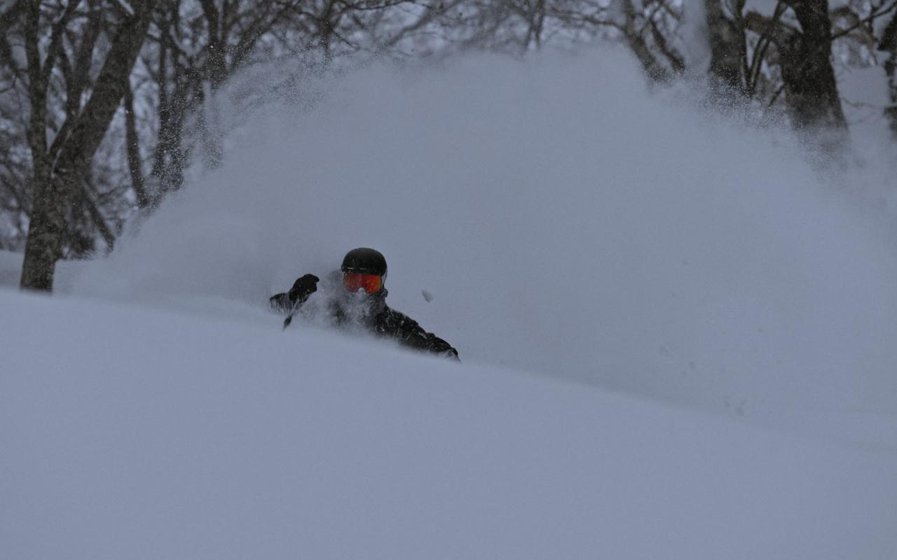 skier in deep snow