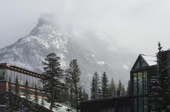 Mount Rundle in the Background over Banff Centre Campus Buildings