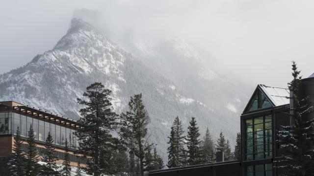 Mount Rundle in the Background over Banff Centre Campus Buildings