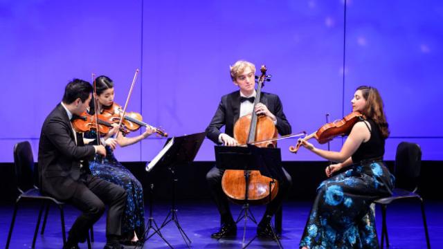 Viano String Quartet. First Prize Winners at Banff International String Quartet Competition, 2019. Photo by Jessica Wittman.