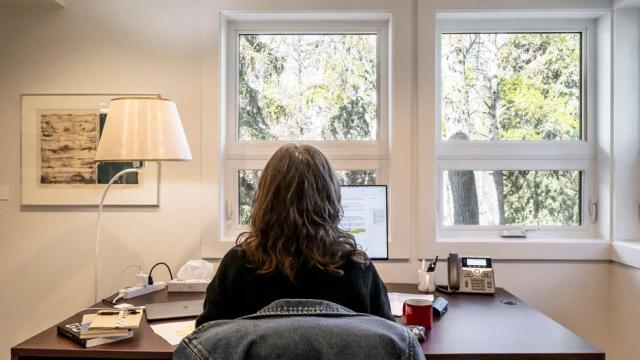 A writer working in a studio