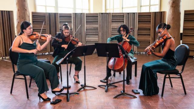 Calista Quartet; Annamaria Vasmatzidis, violin; May Tang, violin; Harper Randolph, viola; Adalus Low-Manzini, cello. Rita Taylor, Banff Centre 2022