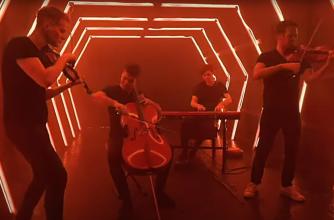 A quartet playing in a lighted tunnel