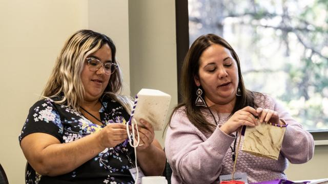 Image of two participants in an Indigenous Leadership program.