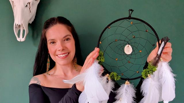 Artist, Chanel, with an 8 inch dream catcher