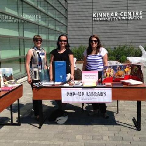 Library staff at the pop-up library 
