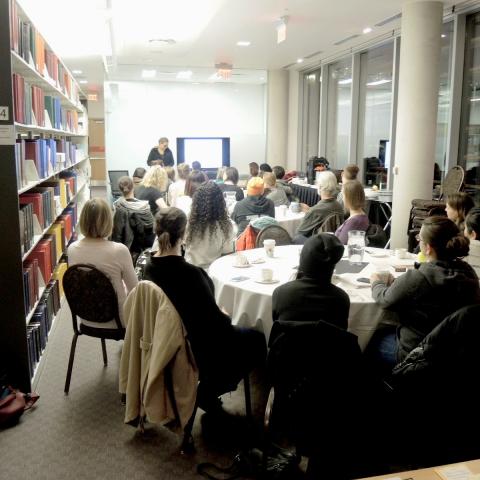 Participants listening to the Eva Pryzbyla's artist's talk
