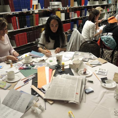 Participants work on creating their own decks