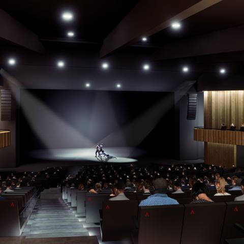 A photoshopped rendering of the new Belzberg theatre in Banff. 