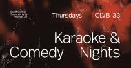 Poster style Red backgorund with text Karaoke & Comedy Nights