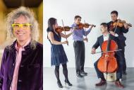 Mark Applebaum (left) and Afiara Quartet (right)