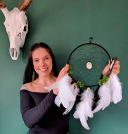Artist, Chanel, with an 8 inch dream catcher