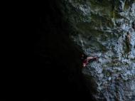 climber on an overhand wall 