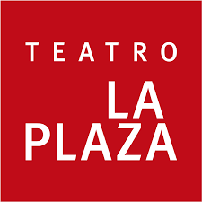 Logo of Teatro La Plaza with red background and white text
